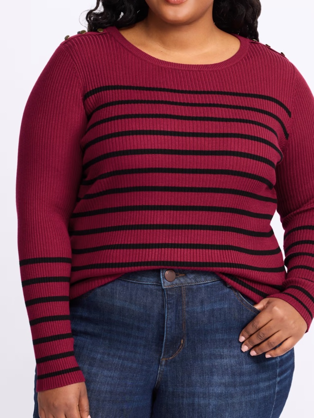 LETY AND ME RENN FITTED RIB SWEATER BURGUNDY - 3X